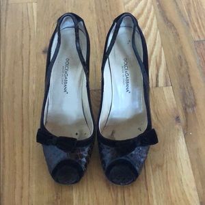 Dolce & Gabbana Snakeskin and velvet pumps